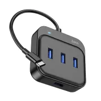 Hub USB-C Hoco HB31 Easy 4-in-1 with 4xUSB3.0 Black 20cm