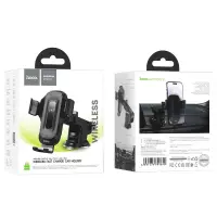 Car Mount Hoco HW3 Wise with Wireless Charger up to 15W USB-C and Extension Arm Black 4.5"-7"