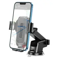 Car Mount Hoco HW3 Wise with Wireless Charger up to 15W USB-C and Extension Arm Black 4.5"-7"