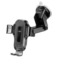 Car Mount Hoco HW3 Wise with Wireless Charger up to 15W USB-C and Extension Arm Black 4.5"-7"