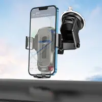 Car Mount Hoco HW3 Wise with Wireless Charger up to 15W USB-C and Extension Arm Black 4.5"-7"