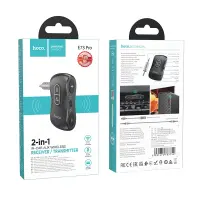 Bluetooth FM Transmitter Hoco E73 Pro Journey 2-in-1 BT v5.0 AUX 3.5mm and USB-C Built-In Microphone Black