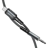 Data Cable Acefast Metallic C1-08 USB-C to 3.5mm Male Braided Grey 1.2m