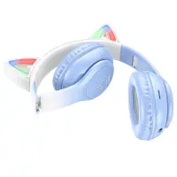Wireless Headphone Stereo Hoco W42 Cat Ears 400mAh with MicroSD and AUX Crystal Blue