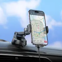 Car Mount Hoco HW5 Journey with Fast Wireless Charger up to 15W and Extension Arm Black 4.5"-7"
