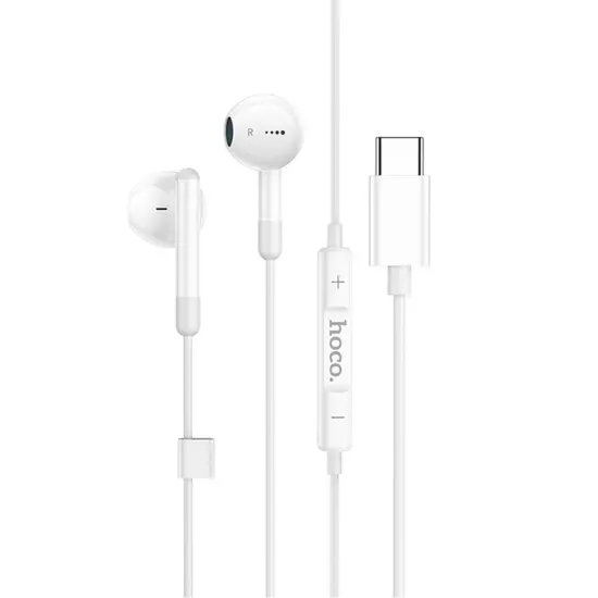 Hands Free Hoco M93 Earphones Stereo USB-C Compatible with All USB-C Devices White 1.2m