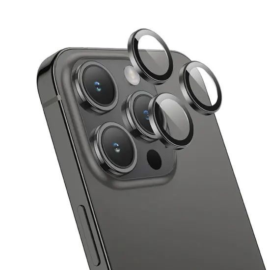 Camera Frame Film Hoco 3D Metal Frame V14 for Apple iPhone 15 Pro 15 Pro Max 16 Pro 16 Pro Max Space Grey
