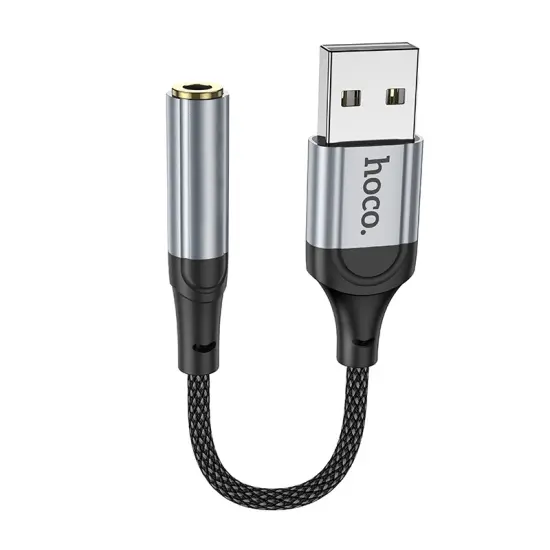Adapter Hoco LS36 Fresh USB to 3.5mm Hi-Fi Compatible with all Devices Braided 12cm
