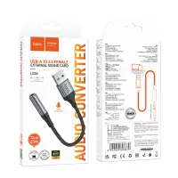 Adapter Hoco LS36 Fresh USB to 3.5mm Hi-Fi Compatible with all Devices Braided 12cm