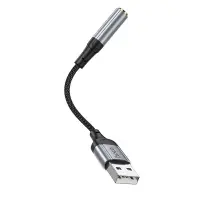 Adapter Hoco LS36 Fresh USB to 3.5mm Hi-Fi Compatible with all Devices Braided 12cm