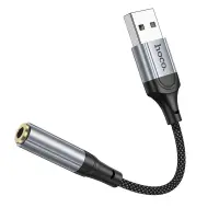 Adapter Hoco LS36 Fresh USB to 3.5mm Hi-Fi Compatible with all Devices Braided 12cm