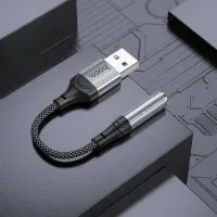 Adapter Hoco LS36 Fresh USB to 3.5mm Hi-Fi Compatible with all Devices Braided 12cm