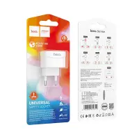 Hoco DC60 Universal Adapter (UK, 3C 3Plug, 3C 2Plug, US Plug) in European White