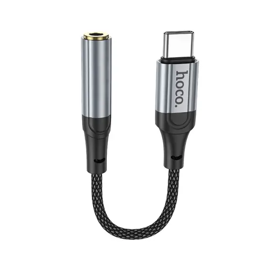 Adapter Hoco LS36 Fresh USB-C to 3.5mm Hi-Fi Braided 12cm Black