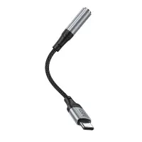 Adapter Hoco LS36 Fresh USB-C to 3.5mm Hi-Fi Braided 12cm Black