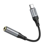 Adapter Hoco LS36 Fresh USB-C to 3.5mm Hi-Fi Braided 12cm Black