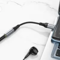 Adapter Hoco LS36 Fresh USB-C to 3.5mm Hi-Fi Braided 12cm Black