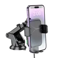 Car Mount Hoco HW11 Jenny with Wireless Fast Charger έως 15W and Extension Arm Black 4.5"-7.0"