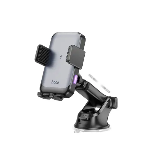 Car Mount Hoco HW9 Climber for Dashboard for 4.5"-7" with Wireless Fast Charger 15W and Extendable Arm Black