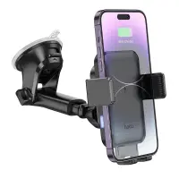 Car Mount Hoco HW9 Climber for Dashboard for 4.5"-7" with Wireless Fast Charger 15W and Extendable Arm Black