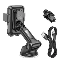 Car Mount Hoco HW9 Climber for Dashboard for 4.5"-7" with Wireless Fast Charger 15W and Extendable Arm Black