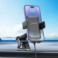 Car Mount Hoco HW9 Climber for Dashboard for 4.5"-7" with Wireless Fast Charger 15W and Extendable Arm Black