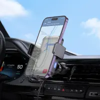 Car Mount Hoco HW9 Climber for Dashboard for 4.5"-7" with Wireless Fast Charger 15W and Extendable Arm Black