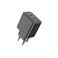 Travel Charger Hoco N35 Streamer Dual Port Charging 2xUSB-C Total PD45W GaN Tech Black