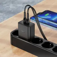Travel Charger Hoco N35 Streamer Dual Port Charging 2xUSB-C Total PD45W GaN Tech Black
