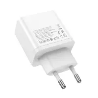 Travel Charger Hoco N35 Streamer Dual Port Charging 2xUSB-C Total PD45W GaN Tech White