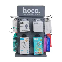Desk  Stand Hoco HN20 Quadruple Rotating Projection Iron Gray (350x350x597mm) with 24 Hooks 10cm