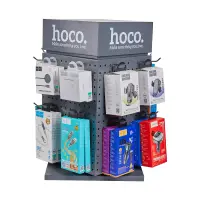 Desk  Stand Hoco HN20 Quadruple Rotating Projection Iron Gray (350x350x597mm) with 24 Hooks 10cm