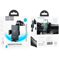 Car Mount Hoco HW22 Precious with Wireless Fast Charger up to 15W USB Black 4.5"-7"
