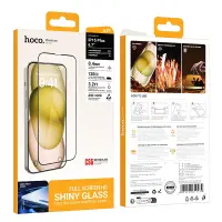 Tempered Glass Hoco Premium Series A37 120CC Large Arc Edges Dustproof 0.4mm 3D Anti-Static for Apple iPhone 16 Plus 15 Plus