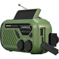 Radio Camping Iliako with USB-C Hand Crank and 2 LED Flashlights FM/AM Sencor SRD 1000SCL GR Green