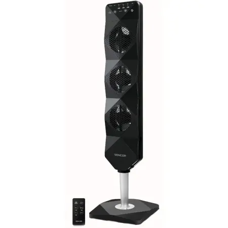 Pedestal Fan Sencor SFN 5040BL 90W Ultra-thin with 3 Fans and 3 Speeds 3 Operating Modes and Timer Black