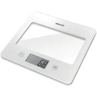Kitchen Scale 5Kg LCD Screen UltraSlim Glass Sencor SKS 5030WH White