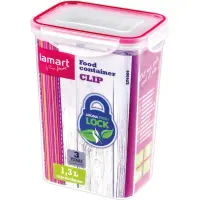 Plastic Food Container with Clip Suitable for Microwave Oven 1.3lt Lamart LT6009 Transparent
