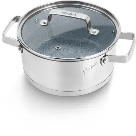 Casserole Lamart LT1102 STONESS 18cm with Inner Abrasion Resistant Ceramic Surface and Lid