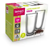 Double Walled Coffee Glasses Set of 2pcs 380ml VASO Lamart LT9011 Transparent