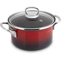 Enamel Pot 16x10cm 1.8lt Lamart EMAIL LT1180 Red/Black