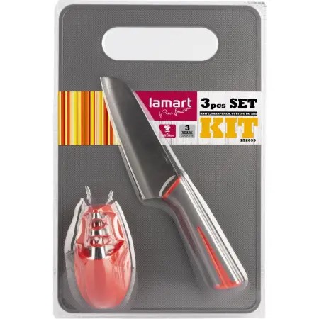 Metal Cooking Utensils and Chopping Board Set 29 x 19.5cm 3pc Lamart LT2099 Grey
