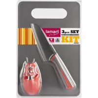 Metal Cooking Utensils and Chopping Board Set 29 x 19.5cm 3pc Lamart LT2099 Grey