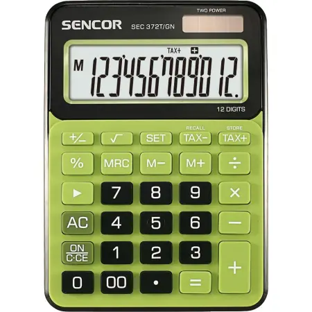 Calculator Dual 12 Digit LCD Display Sencor SEC 372T/GN Green