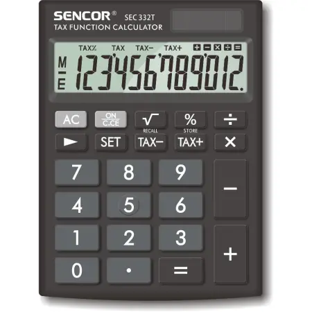 Calculator Dual 12 Digit LCD Display Sencor SEC 332 T Black