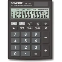Calculator Dual 12 Digit LCD Display Sencor SEC 332 T Black