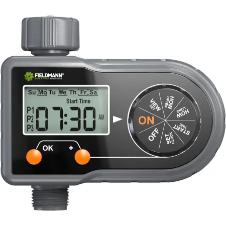 Irrigation BatteryΤimer Fieldmann FZH 2020 Operating Pressure: 0.5 - 8 bar , Max. flow: 35 l/min and up to 3 Individual Schedules for Each Day
