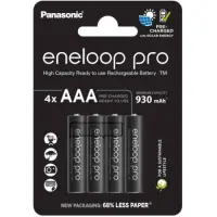 Rechargeable Battery Panasonic Eneloop Pro BK-4HCDE/4BE 930 mAh size AAA Ni-MH 1.2V Τεμ. 4 New Package