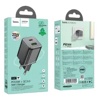 Hoco N41 Almighty Small Body Travel Charger with 2 USB QC3.0 18W and USB-C PD20W Charging Outputs Black