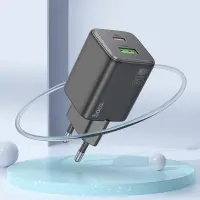 Hoco N41 Almighty Small Body Travel Charger with 2 USB QC3.0 18W and USB-C PD20W Charging Outputs Black